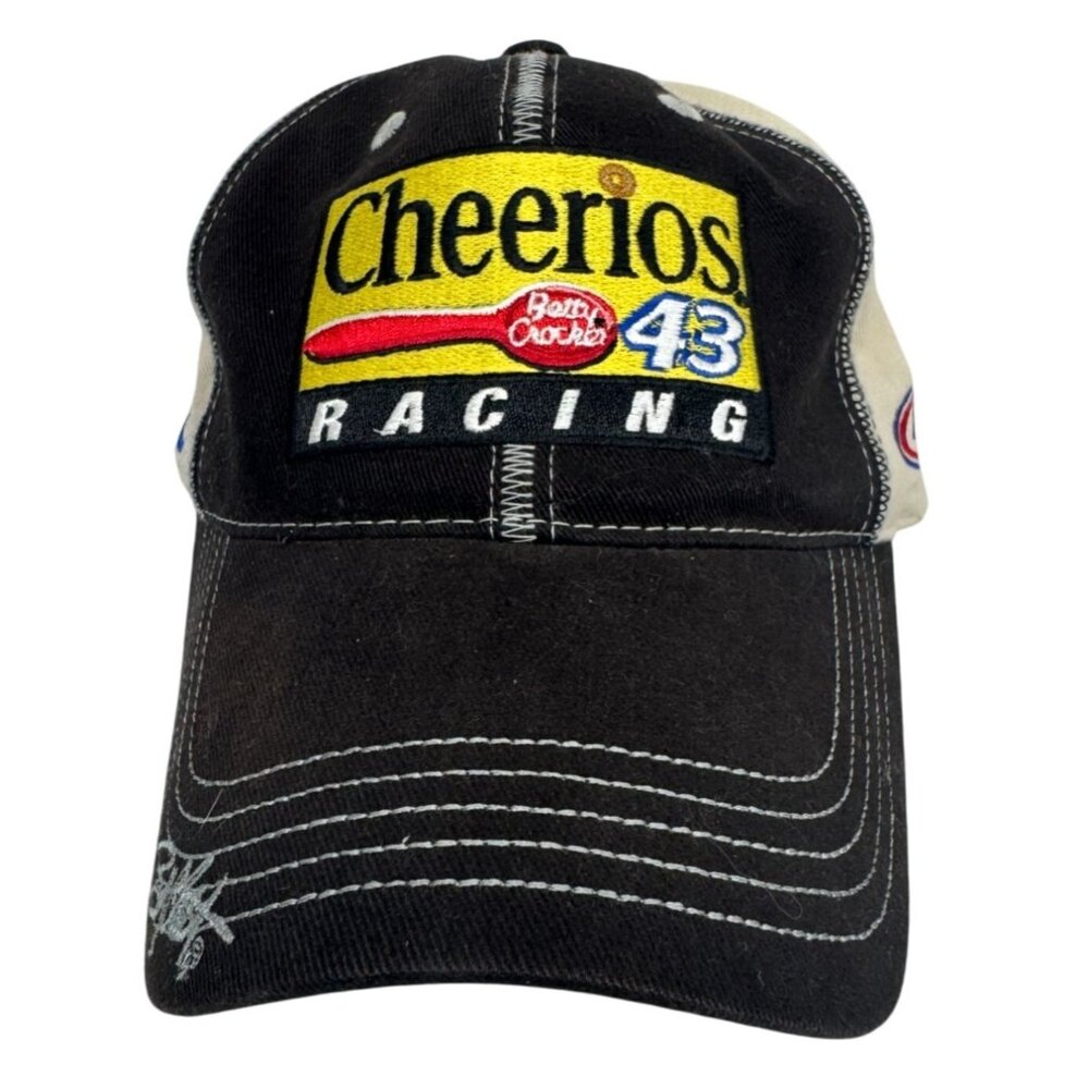 Vintage Bobby Labonte #43 Cheerios Racing Baseball Hat Cap Black Beige NASCAR